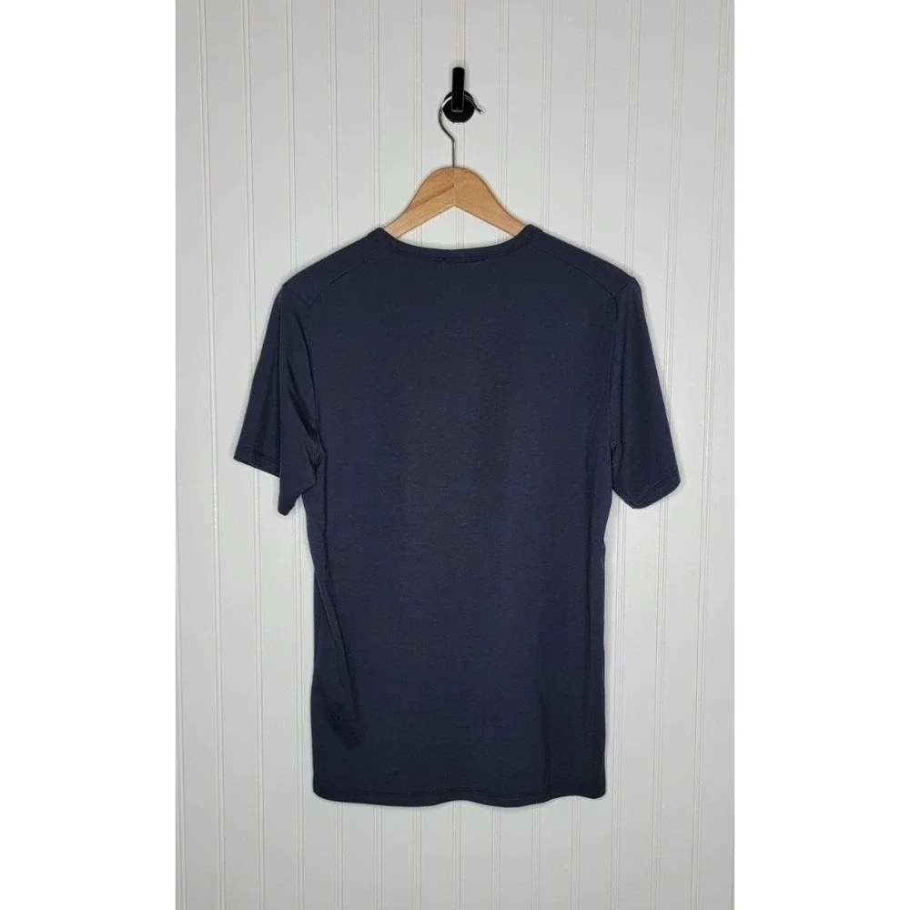 Lululemon Crew Neck Short Sleeve Shirt Mens Size Small Navy Blue Athletic Casual